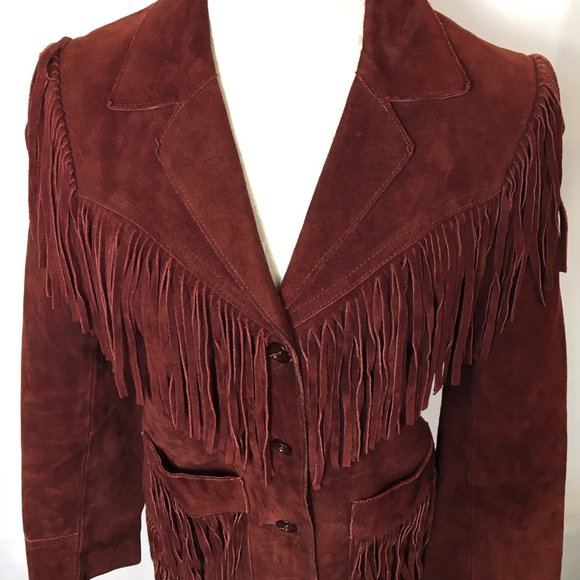 DAWN  Leather Fringe Western Cowgirl  70's Style Jacket Vintage - Picture 4 of 16